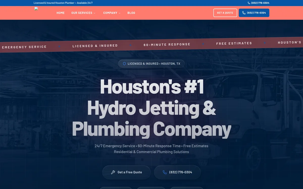 Memorial Plumbing Services website