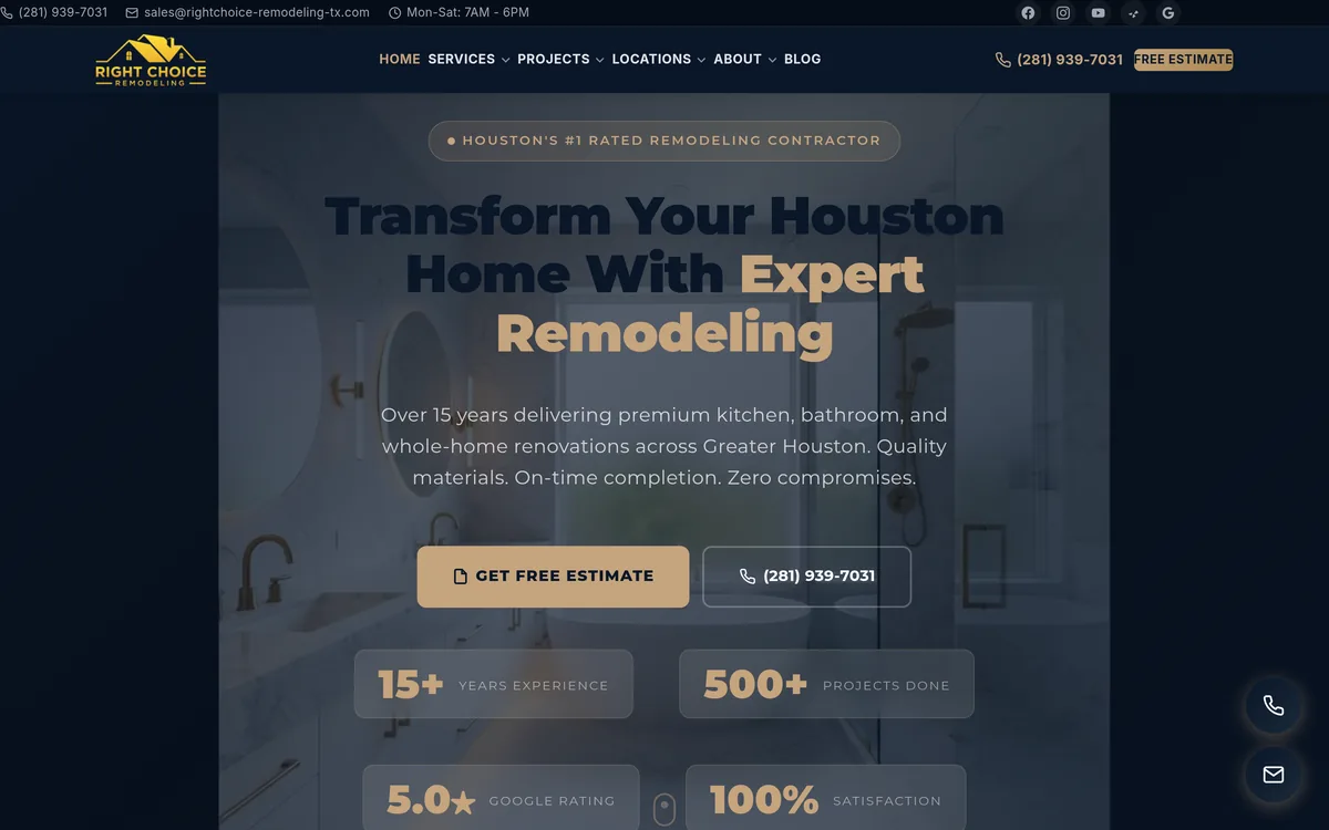Right Choice Remodeling website
