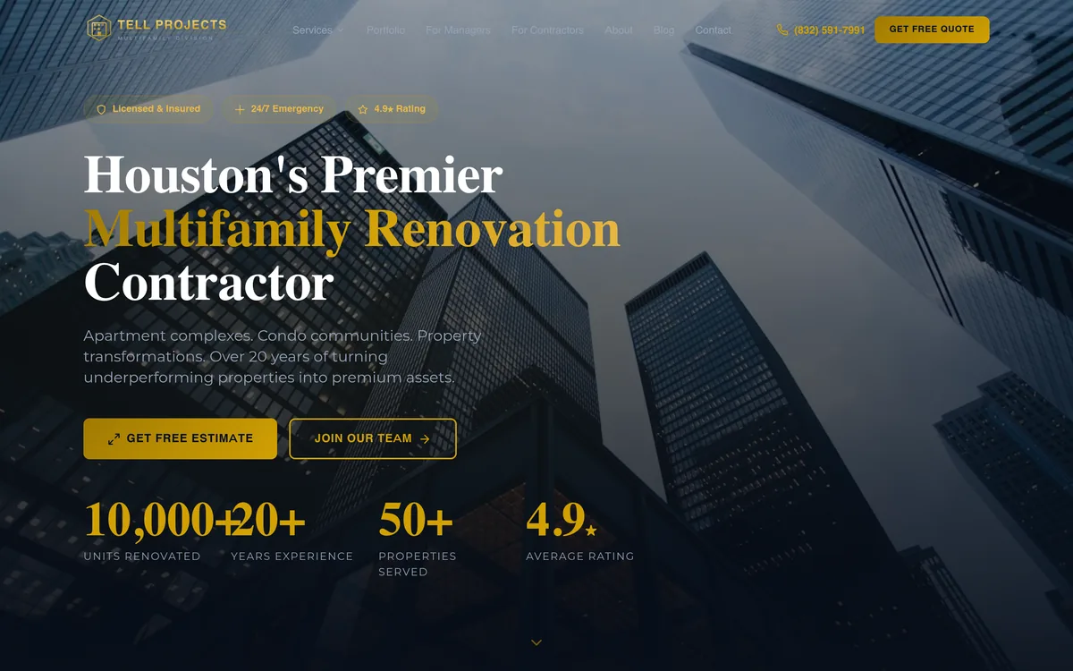 Tell Projects — Multifamily website