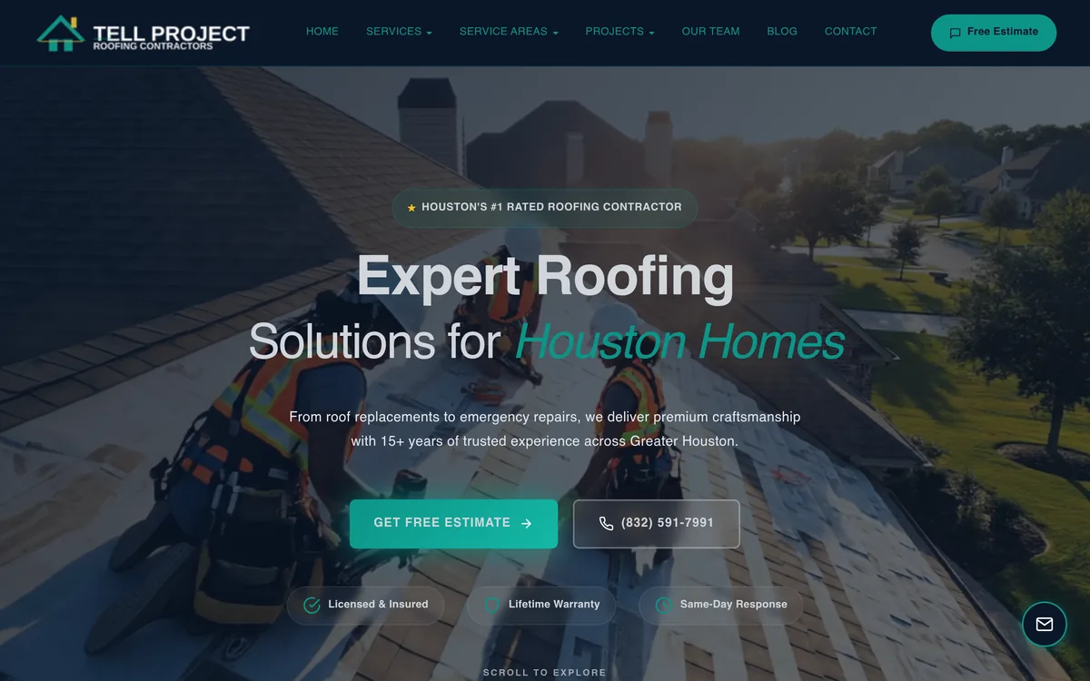 Tell Projects — Roofing website